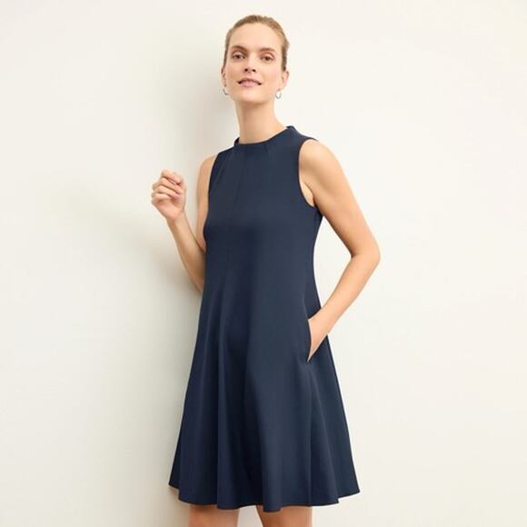 MM LaFleur Dress 2 Navy Malala Recycled WonderTex Career Quiet Luxury Minimalist - Picture 11 of 11